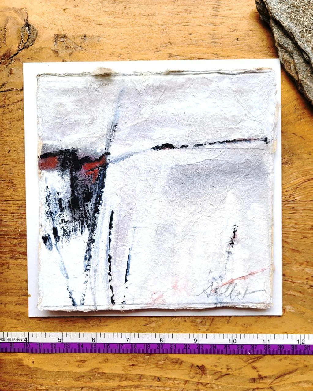 Gouache Abstrait lyrique sur papier tibétain
